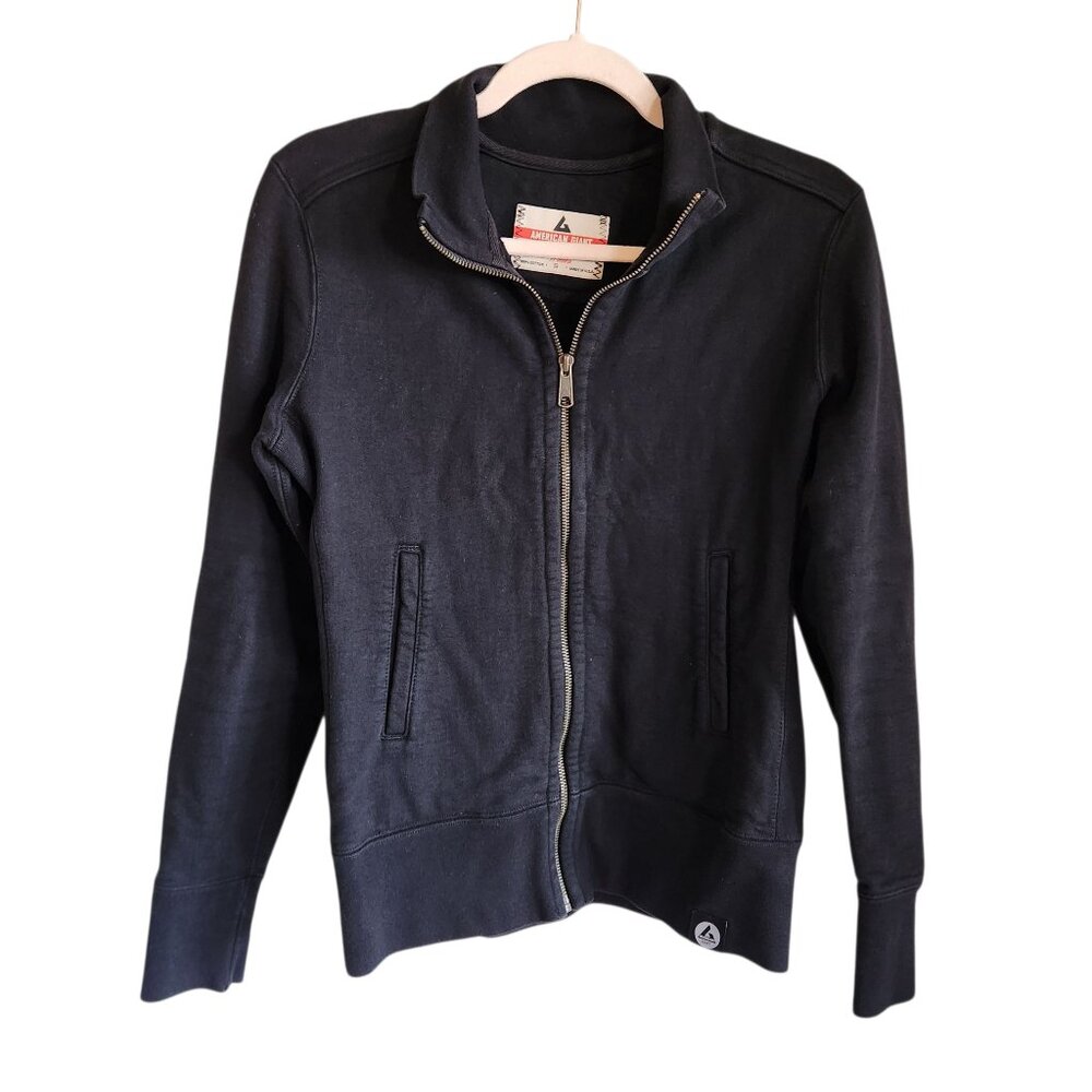 American Giant Sweatshirt Small Black Women's Full Zip Pockets